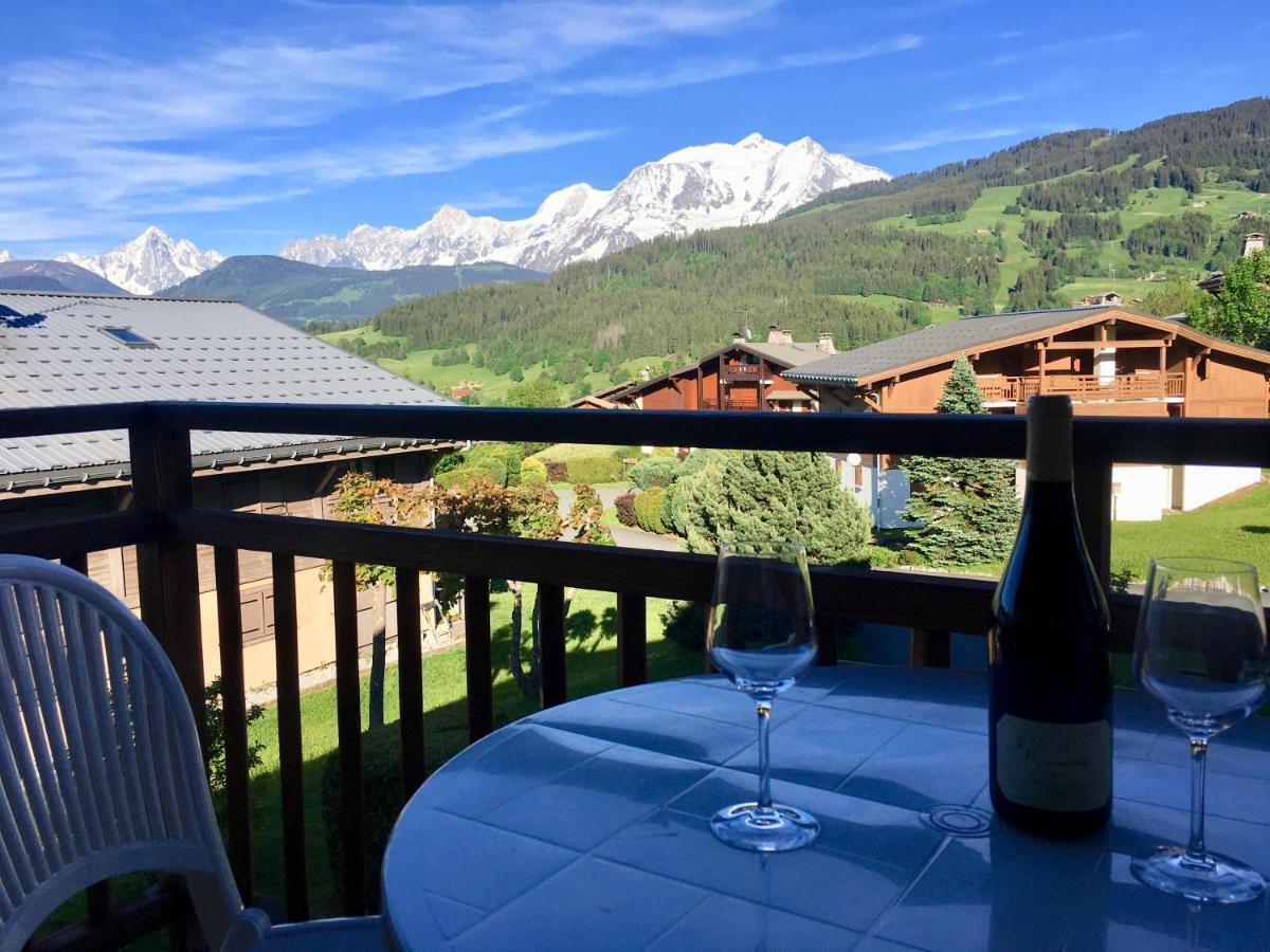 Appartement cosy et chaleureux à Megève avec vue sur le Mont Blanc Demi-Quartier Exterior foto